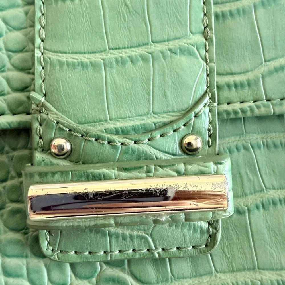 Green Crocodile (look)-Embossed Clutch - Picture 2 of 7